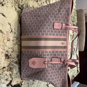 Tory Burch Bag used pink/gray canvas tote